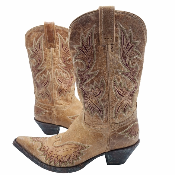 Corral Boots Shoes - Vintage Corral Crackle Distressed Antique Saddle Boots